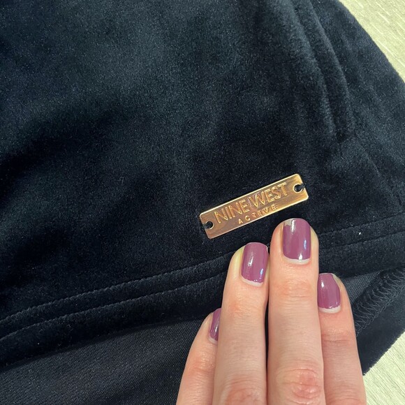 Nine West Active Black Velvet Zip Up Hoodie Large - Picture 7 of 9